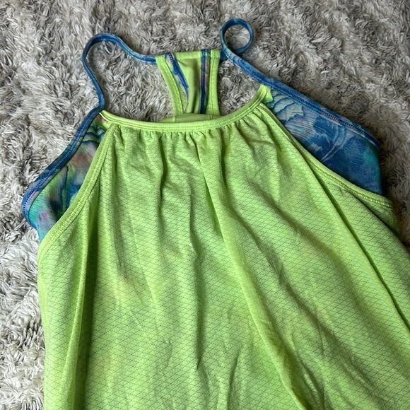 Iviiva by Lululemon size 10 tank top neon, yellowish green and blue - Picture 2 of 11